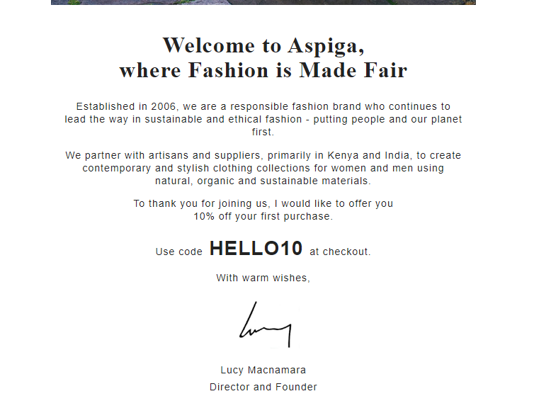 10% off aspiga.com sign up discount code