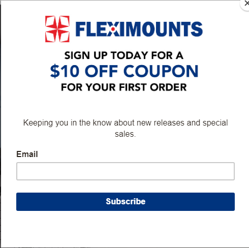 Fleximounts $10 off sign up coupon