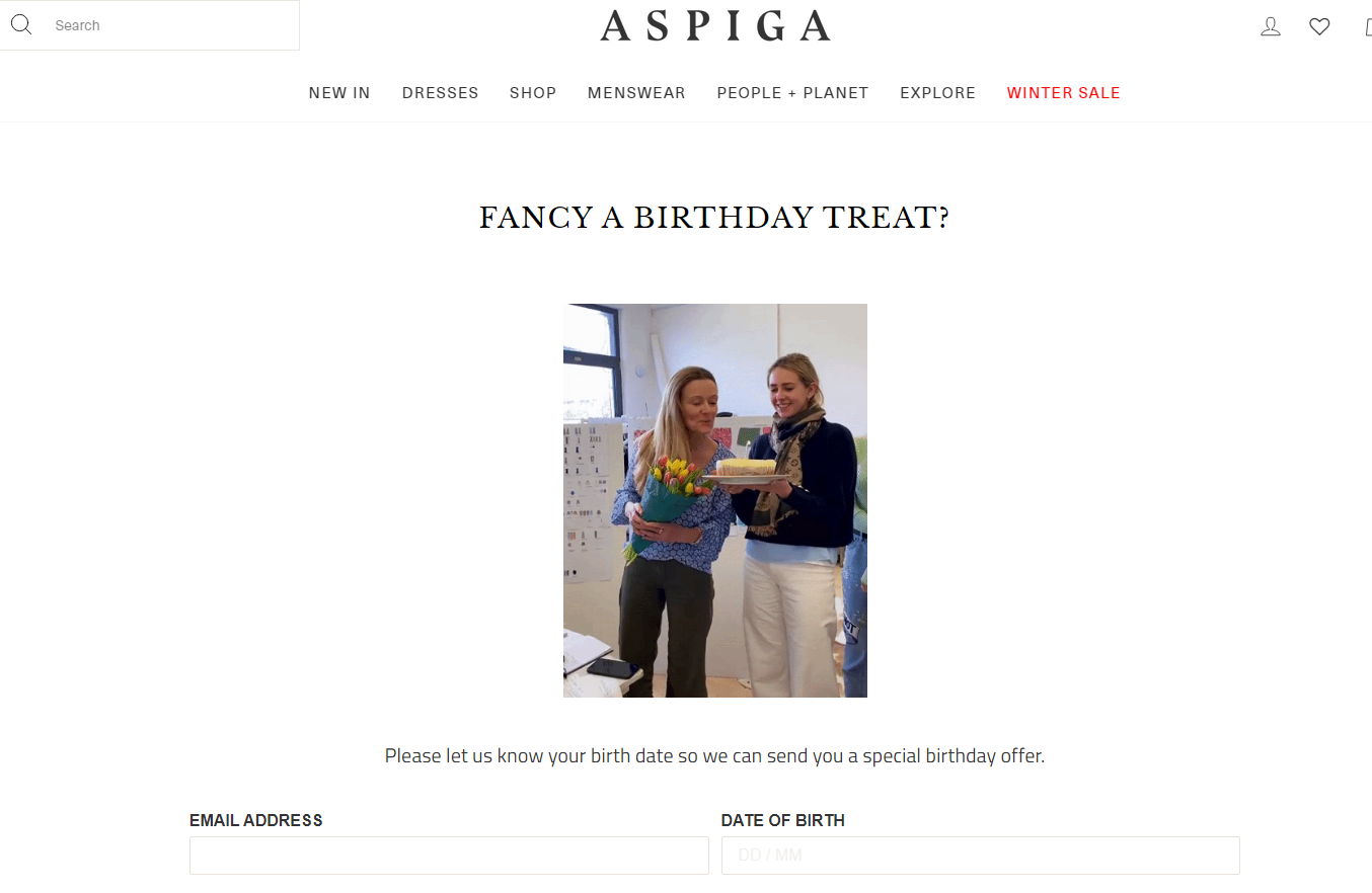 aspiga special offer for birthday month