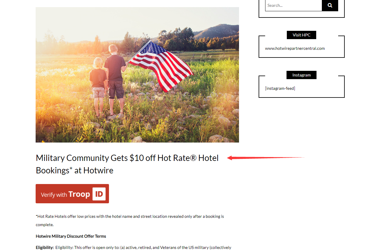hotwire $10 off military offer