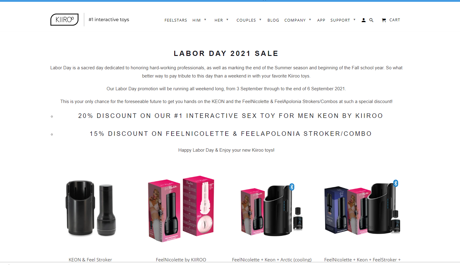 up to 20% off kiiroo labor day discount